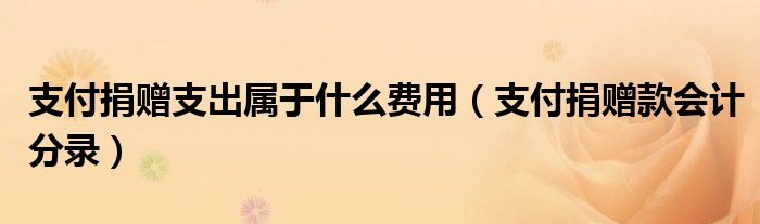 支付捐赠支出属于什么费用(支付捐赠款会计分录)