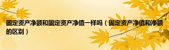 固定资产净额和固定资产净值一样吗(固定资产净值和净额的区别)