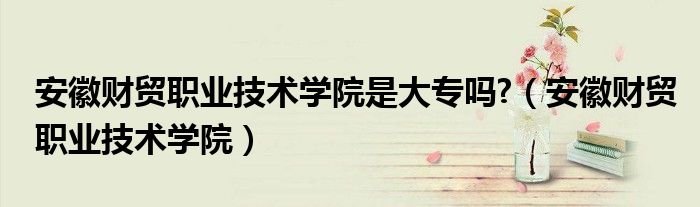 安徽财贸职业技术学院是大专吗?(安徽财贸职业技术学院)