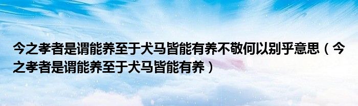 今之孝者是谓能养至于犬马皆能有养不敬何以别乎意思(今之孝者是谓能养至于犬马皆能有养)