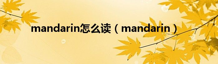 mandarin怎么读(mandarin)