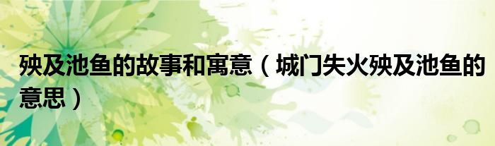 殃及池鱼的故事和寓意(城门失火殃及池鱼的意思)
