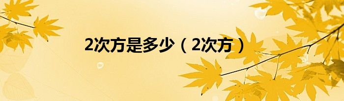 2次方是多少(2次方)