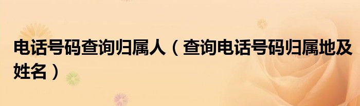电话号码查询归属人(查询电话号码归属地及姓名)