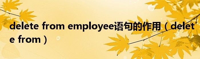 delete from employee语句的作用(delete from)