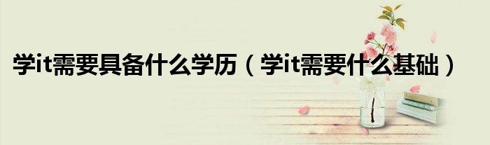 学it需要具备什么学历(学it需要什么基础)