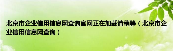 北京市企业信用信息网查询官网正在加载请稍等(北京市企业信用信息网查询)