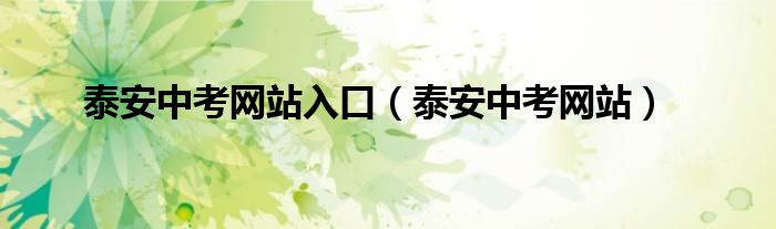 泰安中考网站入口(泰安中考网站)
