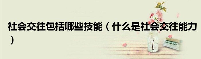 社会交往包括哪些技能(什么是社会交往能力)