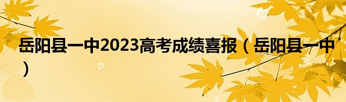 岳阳县一中2023高考成绩喜报(岳阳县一中)
