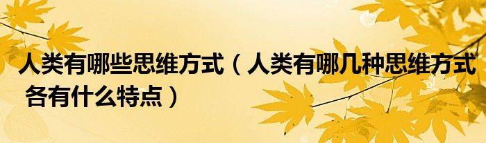 人类有哪些思维方式(人类有哪几种思维方式 各有什么特点)