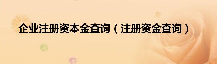 企业注册资本金查询(注册资金查询)