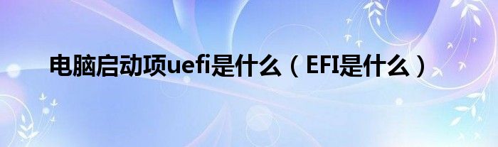 电脑启动项uefi是什么(EFI是什么)