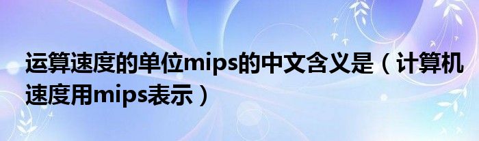 运算速度的单位mips的中文含义是(计算机速度用mips表示)