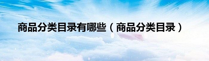 商品分类目录有哪些(商品分类目录)