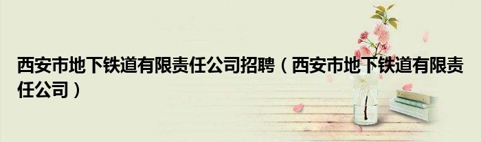 西安市地下铁道有限责任公司招聘(西安市地下铁道有限责任公司)