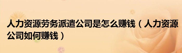 人力资源劳务派遣公司是怎么赚钱(人力资源公司如何赚钱)