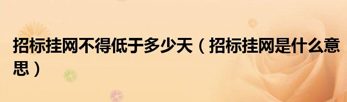 招标挂网不得低于多少天(招标挂网是什么意思)