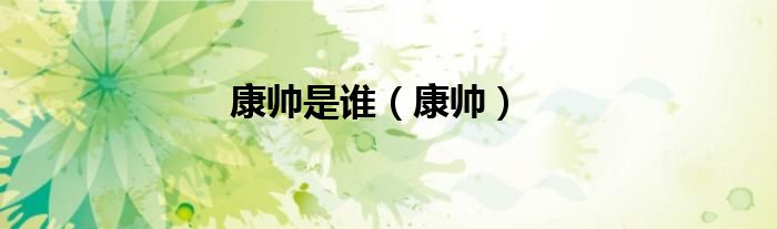 康帅是谁（康帅）