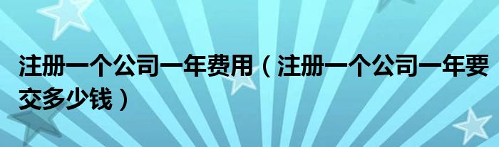 注册一个公司一年费用(注册一个公司一年要交多少钱)