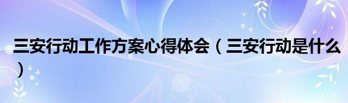 三安行动工作方案心得体会(三安行动是什么)