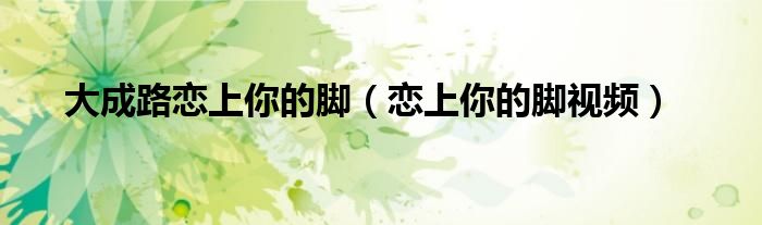 大成路恋上你的脚(恋上你的脚视频)