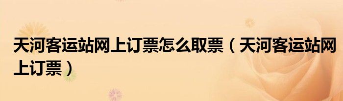 天河客运站网上订票怎么取票(天河客运站网上订票)
