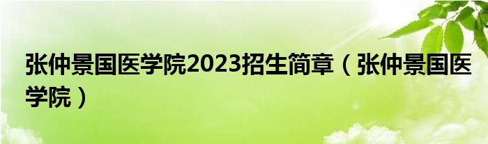 张仲景国医学院2023招生简章(张仲景国医学院)