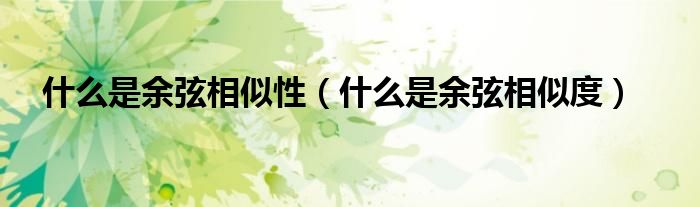 什么是余弦相似性(什么是余弦相似度)