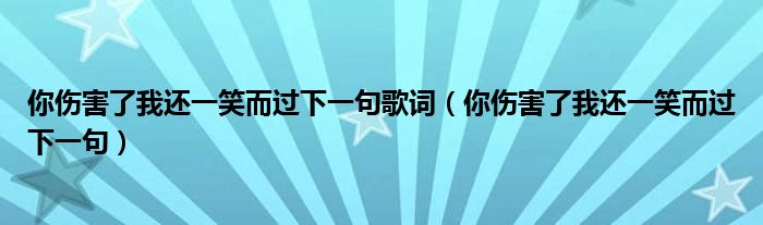你伤害了我还一笑而过下一句歌词(你伤害了我还一笑而过下一句)