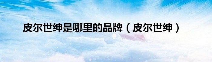 皮尔世绅是哪里的品牌(皮尔世绅)