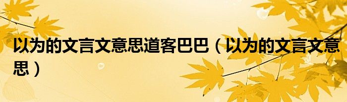 以为的文言文意思道客巴巴(以为的文言文意思)