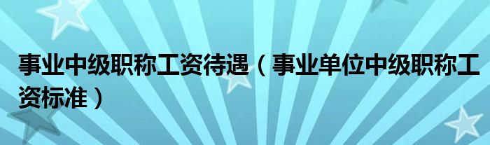 事业中级职称工资待遇(事业单位中级职称工资标准)