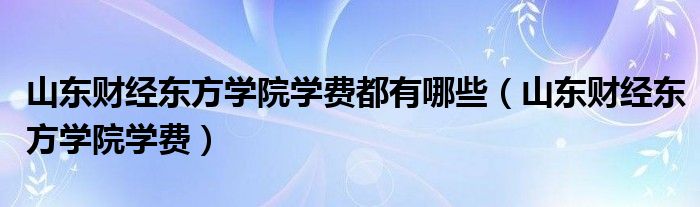 山东财经东方学院学费都有哪些(山东财经东方学院学费)