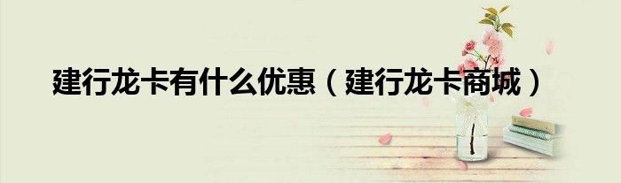 建行龙卡有什么优惠(建行龙卡商城)