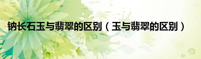 钠长石玉与翡翠的区别(玉与翡翠的区别)