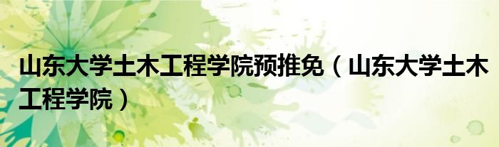 山东大学土木工程学院预推免(山东大学土木工程学院)