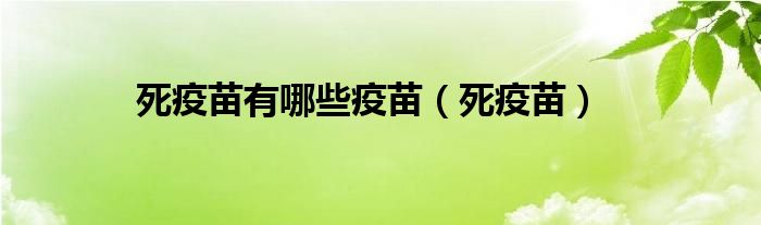 死疫苗有哪些疫苗(死疫苗)