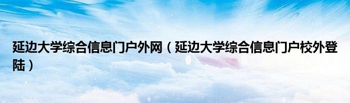 延边大学综合信息门户外网(延边大学综合信息门户校外登陆)