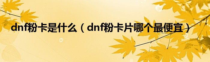 dnf粉卡是什么(dnf粉卡片哪个最便宜)