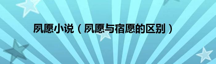 夙愿小说(夙愿与宿愿的区别)