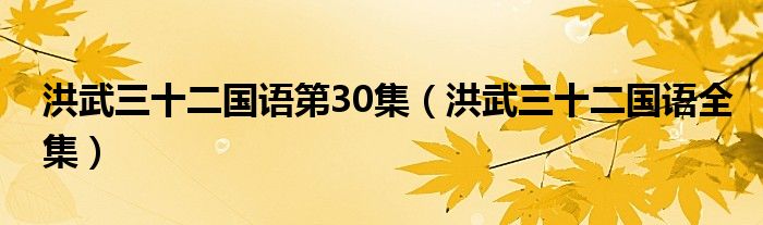洪武三十二国语第30集(洪武三十二国语全集)