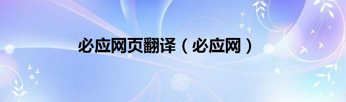 必应网页翻译(必应网)