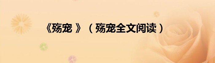 《殇宠 》（殇宠全文阅读）