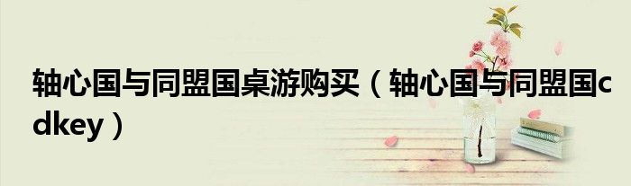 轴心国与同盟国桌游购买(轴心国与同盟国cdkey)