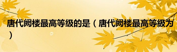 唐代阙楼最高等级的是(唐代阙楼最高等级为)