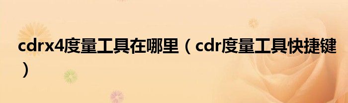 cdrx4度量工具在哪里(cdr度量工具快捷键)