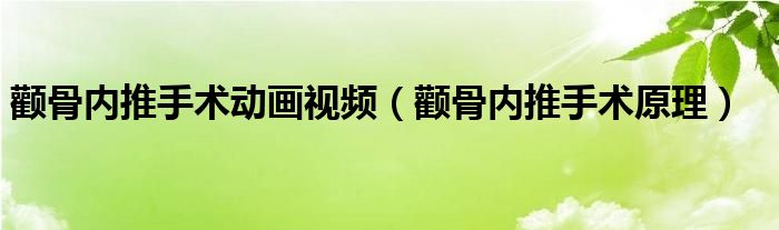 颧骨内推手术动画视频(颧骨内推手术原理)