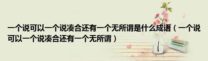 一个说可以一个说凑合还有一个无所谓是什么成语(一个说可以一个说凑合还有一个无所谓)