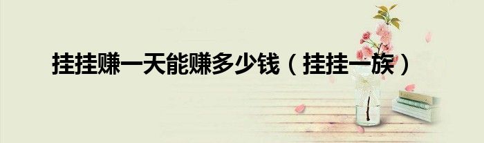 挂挂赚一天能赚多少钱(挂挂一族)